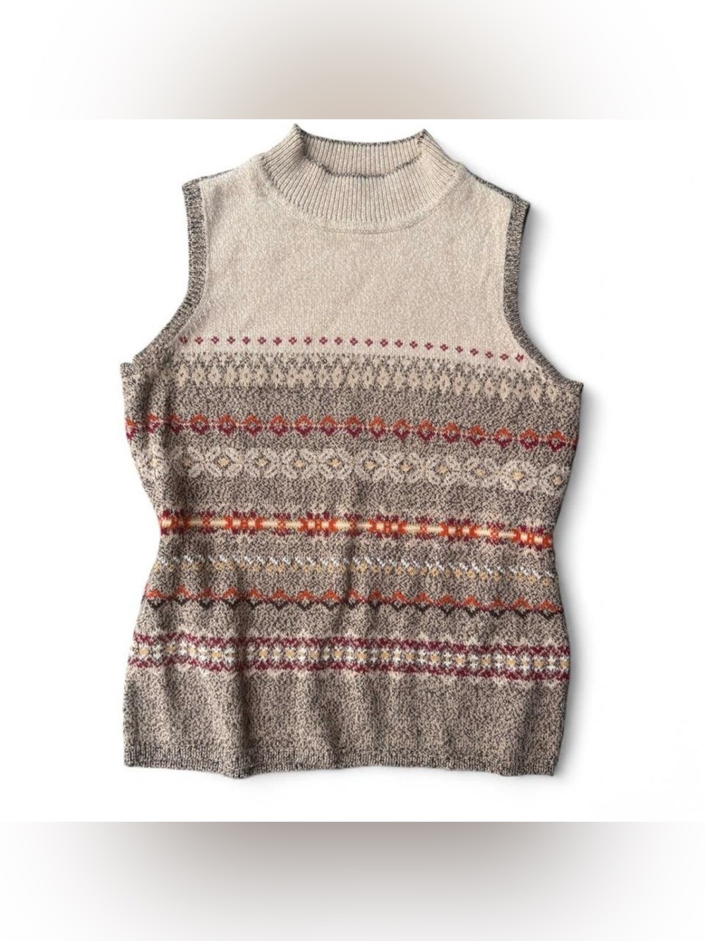 Villager Liz Claiborne Vintage Fair Isle Sweater Vest S 90s Preppy Cottagecore